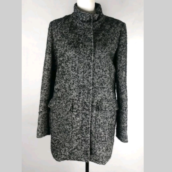 Theory wool blend herringbone cocoon dolina coat - Picture 3 of 13